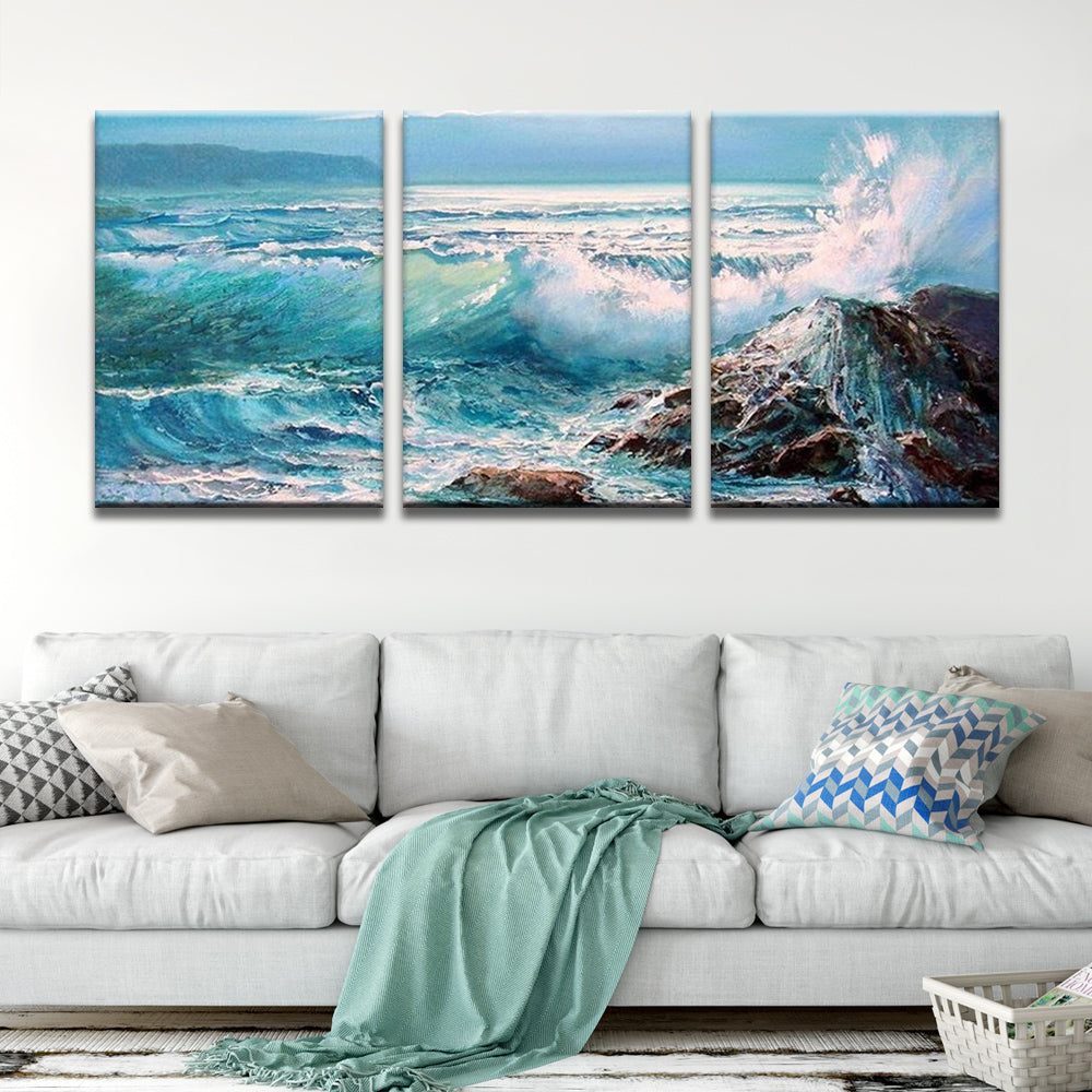 Meer, Wellen 3-teilig Triptychon Malen nach Zahlen