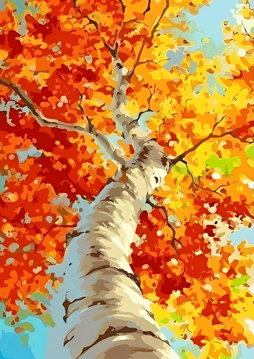 ABEUTY Malen Nach Zahlen Set 'Ahornbaum Trail' – DIY Ölgemälde Auf Leinwand 40x50 Cm