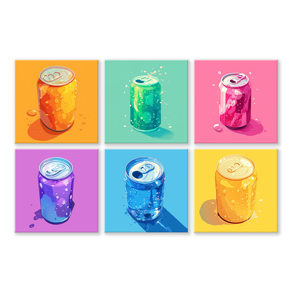 6x Malen Nach Zahlen Cocktail-Set - 15x20cm Mit Keilrahmen & Acrylfarben