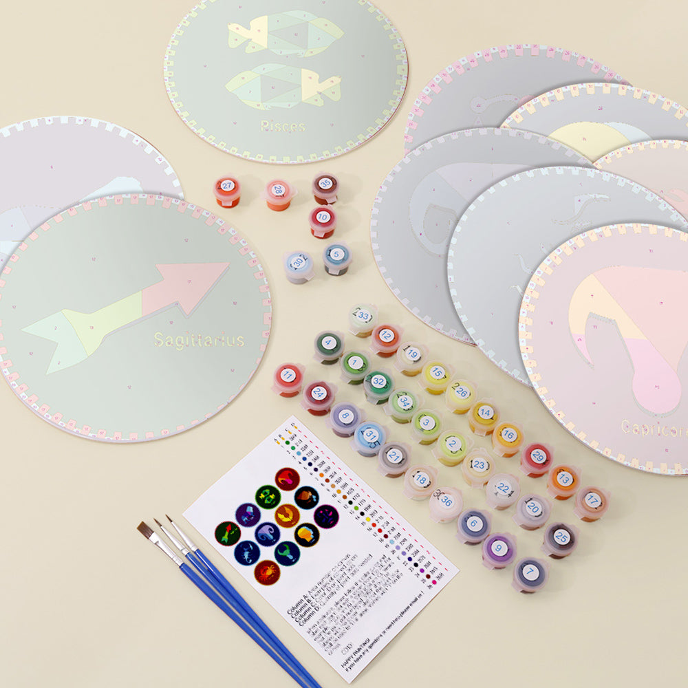 12 Stück Tischsets der Konstellationsserie Malen nach Zahlen