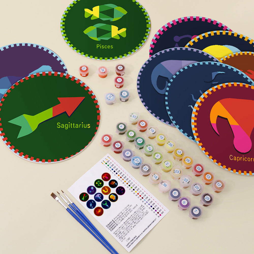 12 Stück Tischsets der Konstellationsserie Malen nach Zahlen