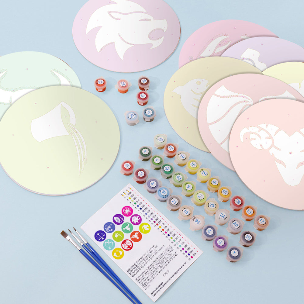 12 Stück Tischsets mit Sternzeichen Malen nach Zahlen