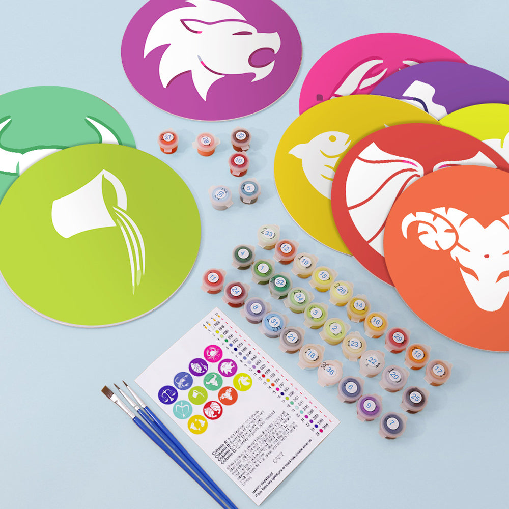 12 Stück Tischsets mit Sternzeichen Malen nach Zahlen