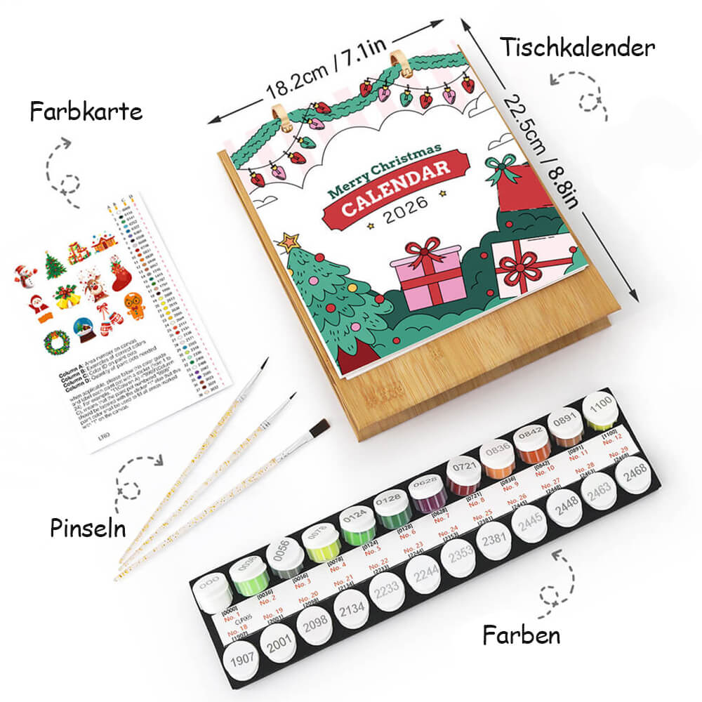 2026 Tischkalender Malen nach Zahlen | Frohe Weihnachten