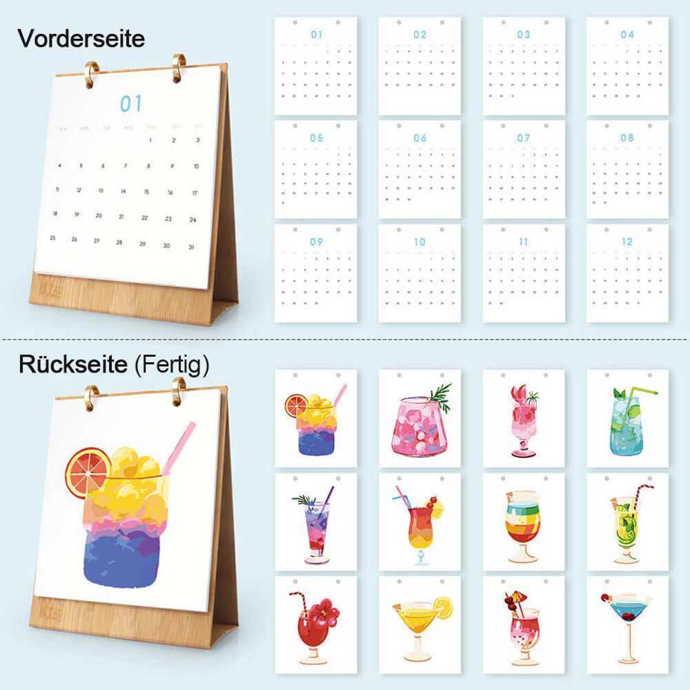 2026 Tischkalender Malen nach Zahlen | Leckere Cocktails