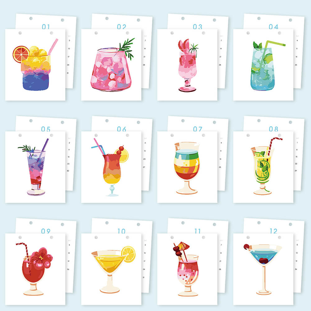 2026 Tischkalender Malen nach Zahlen | Leckere Cocktails