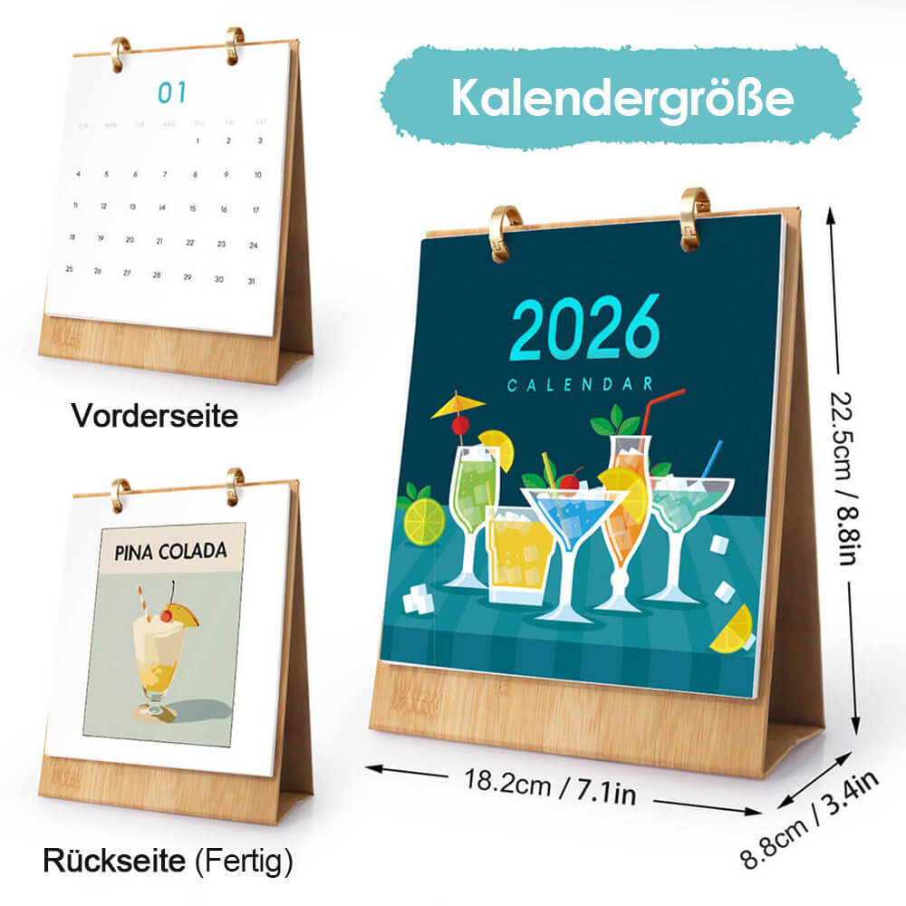 2026 Tischkalender Malen nach Zahlen | Luxuriöse Cocktails