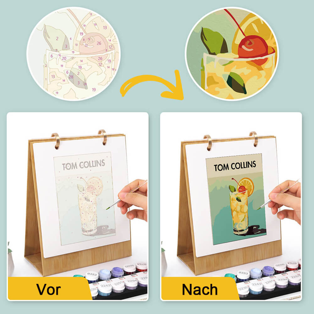 2026 Tischkalender Malen nach Zahlen | Luxuriöse Cocktails