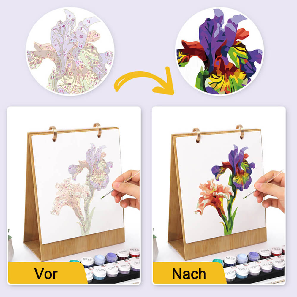 2026 Tischkalender Malen nach Zahlen | Schöne Blumen