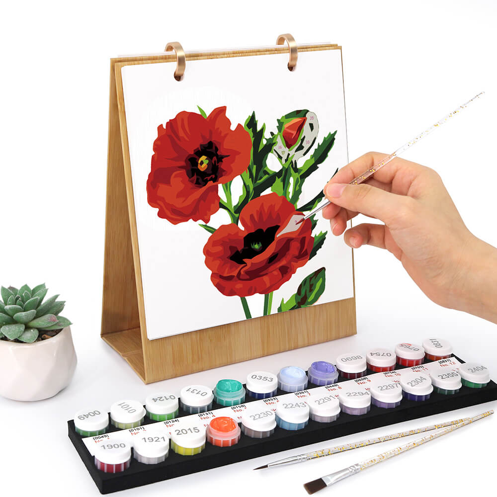 2026 Tischkalender Malen nach Zahlen | Schöne Blumen