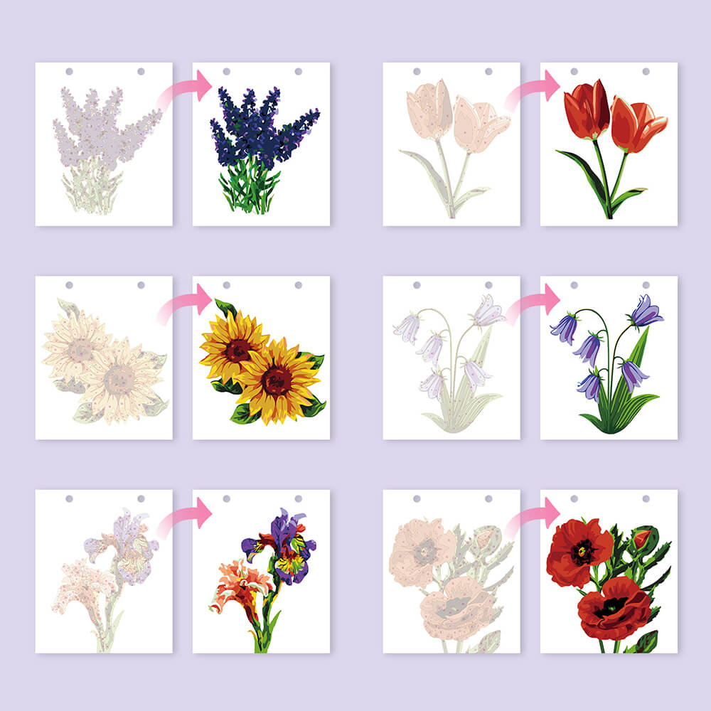 2026 Tischkalender Malen nach Zahlen | Schöne Blumen