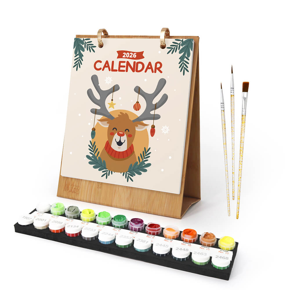 2026 Tischkalender Malen nach Zahlen | Weihnachts-Atmosphäre