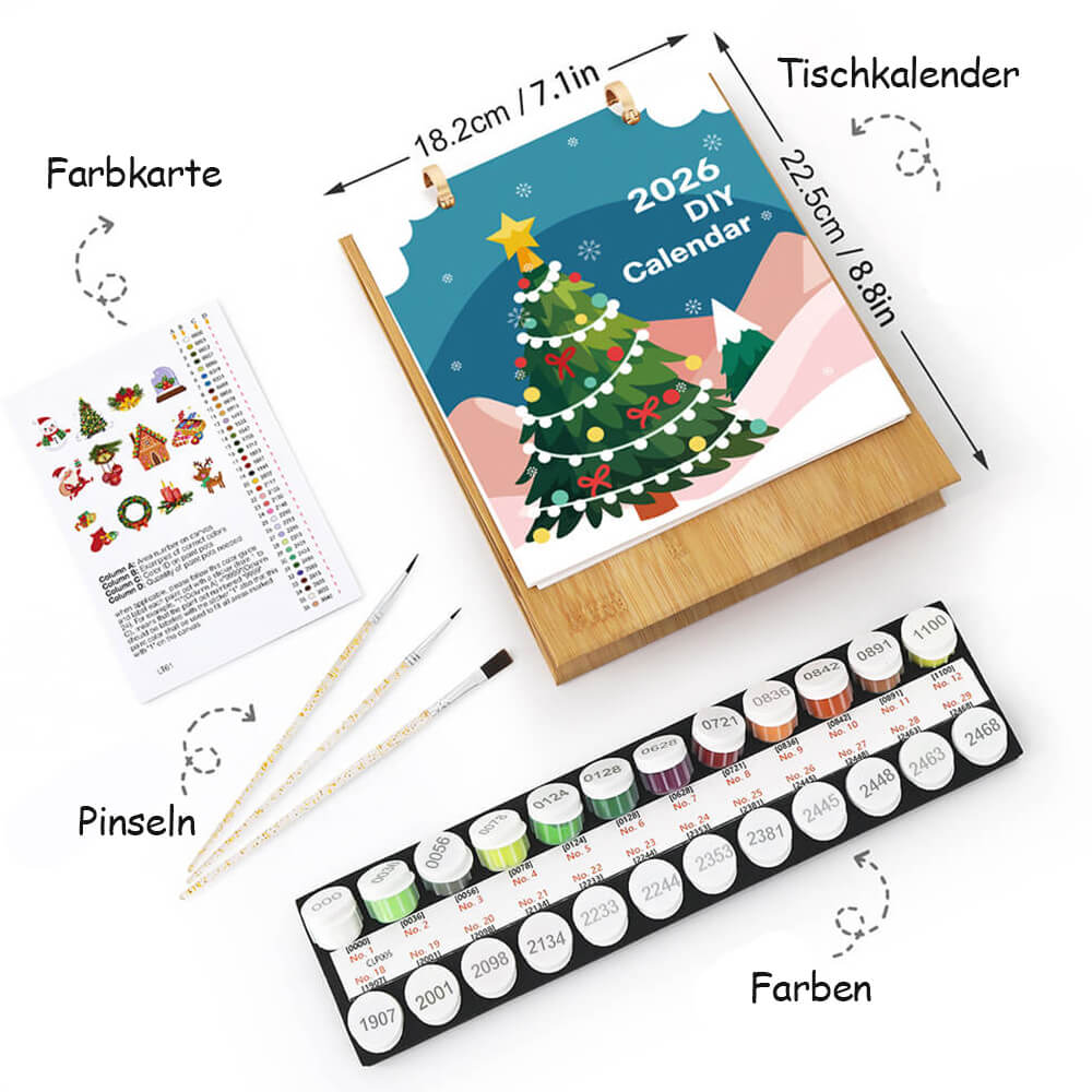 2026 Tischkalender Malen nach Zahlen | Weihnachtsdekorationen