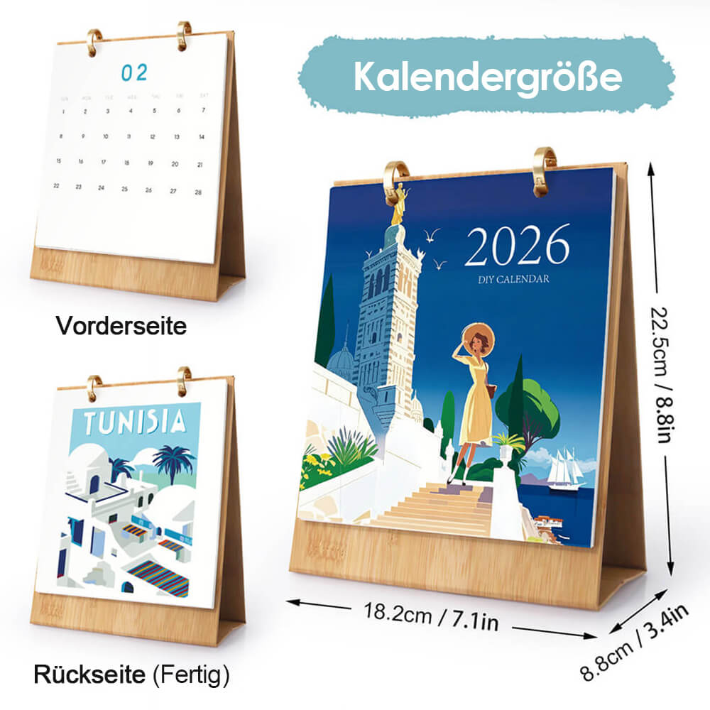 2026 Tischkalender Malen nach Zahlen | Weltreisen