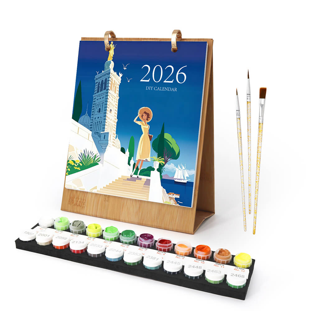 2026 Tischkalender Malen nach Zahlen | Weltreisen