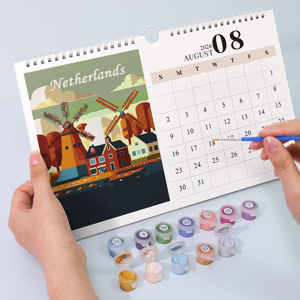 2026 Wandkalender Malen nach Zahlen | Berühmte Wahrzeichen der Stadt