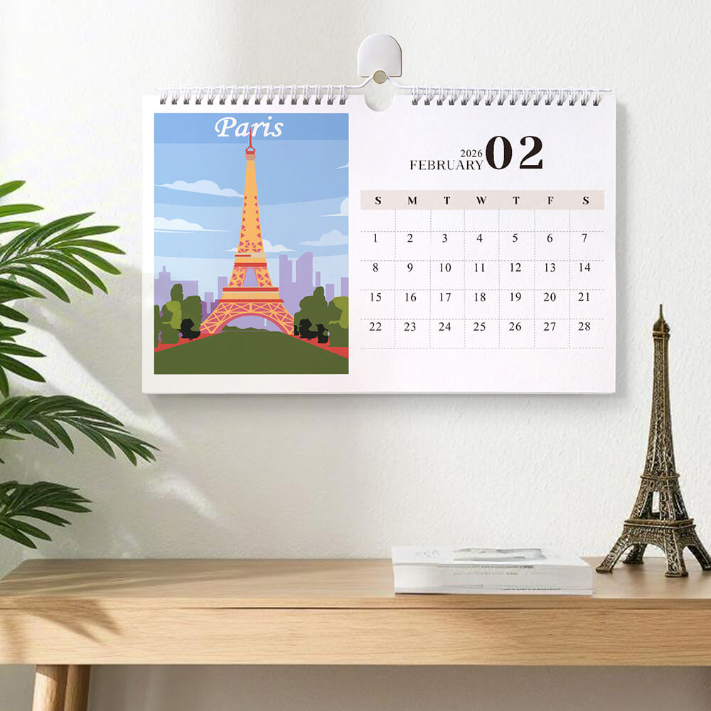 2026 Wandkalender Malen nach Zahlen | Berühmte Wahrzeichen der Stadt