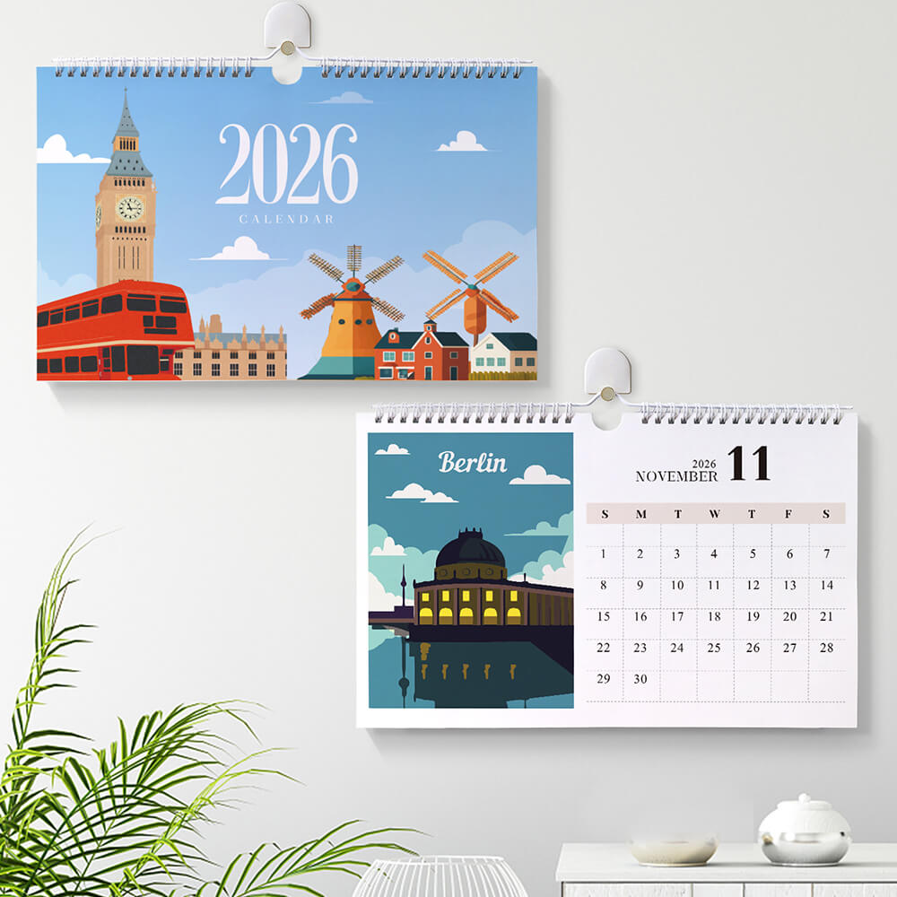2026 Wandkalender Malen nach Zahlen | Berühmte Wahrzeichen der Stadt