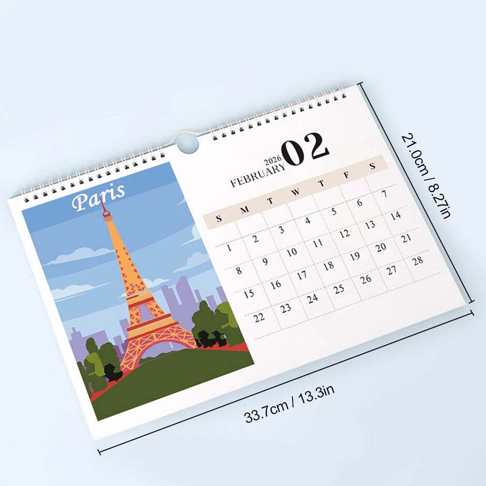 2026 Wandkalender Malen nach Zahlen | Berühmte Wahrzeichen der Stadt