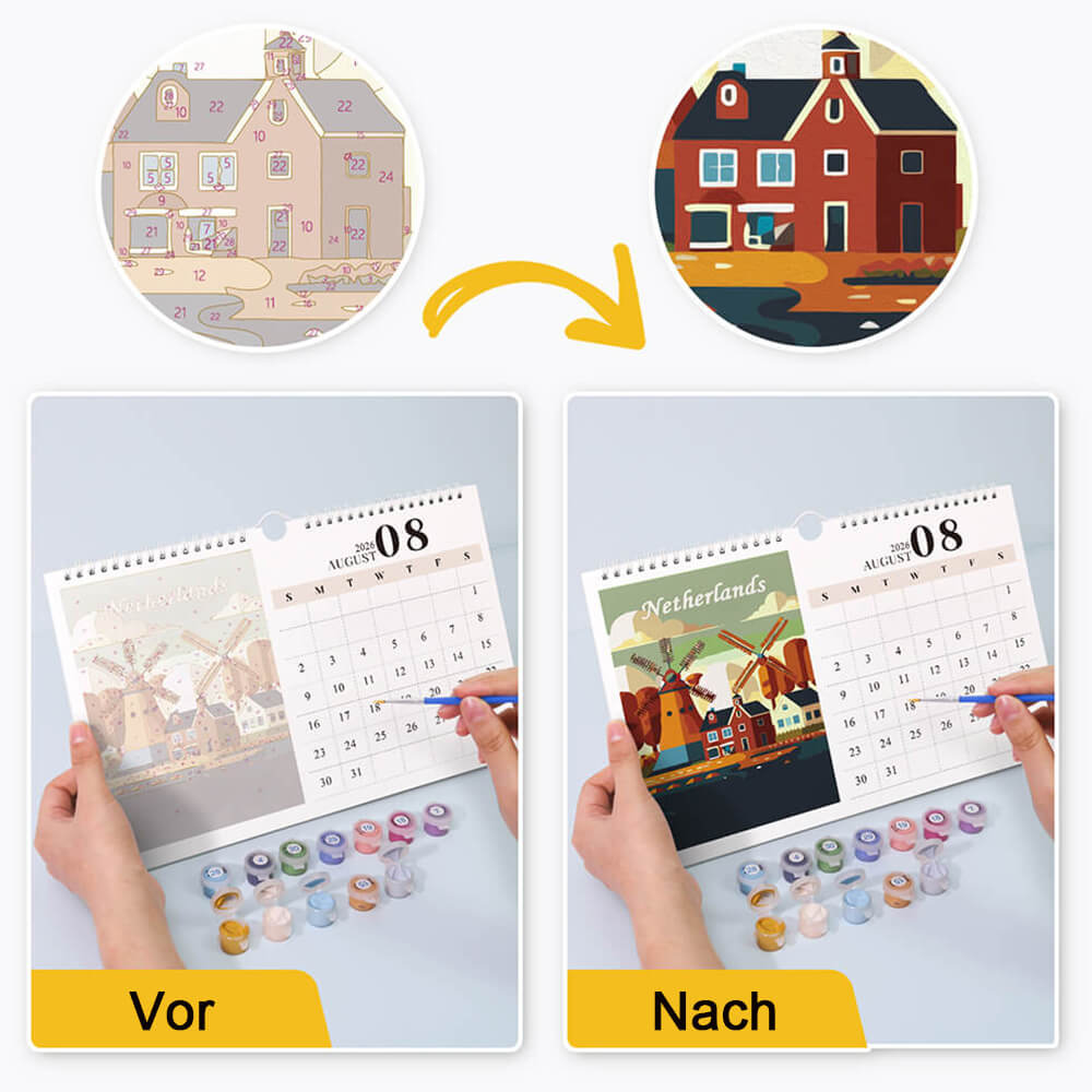 2026 Wandkalender Malen nach Zahlen | Berühmte Wahrzeichen der Stadt