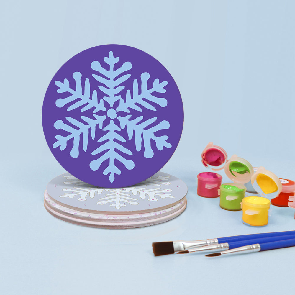 4 Stück Weihnachts-Schneeflocken Untersetzer Malen nach Zahlen