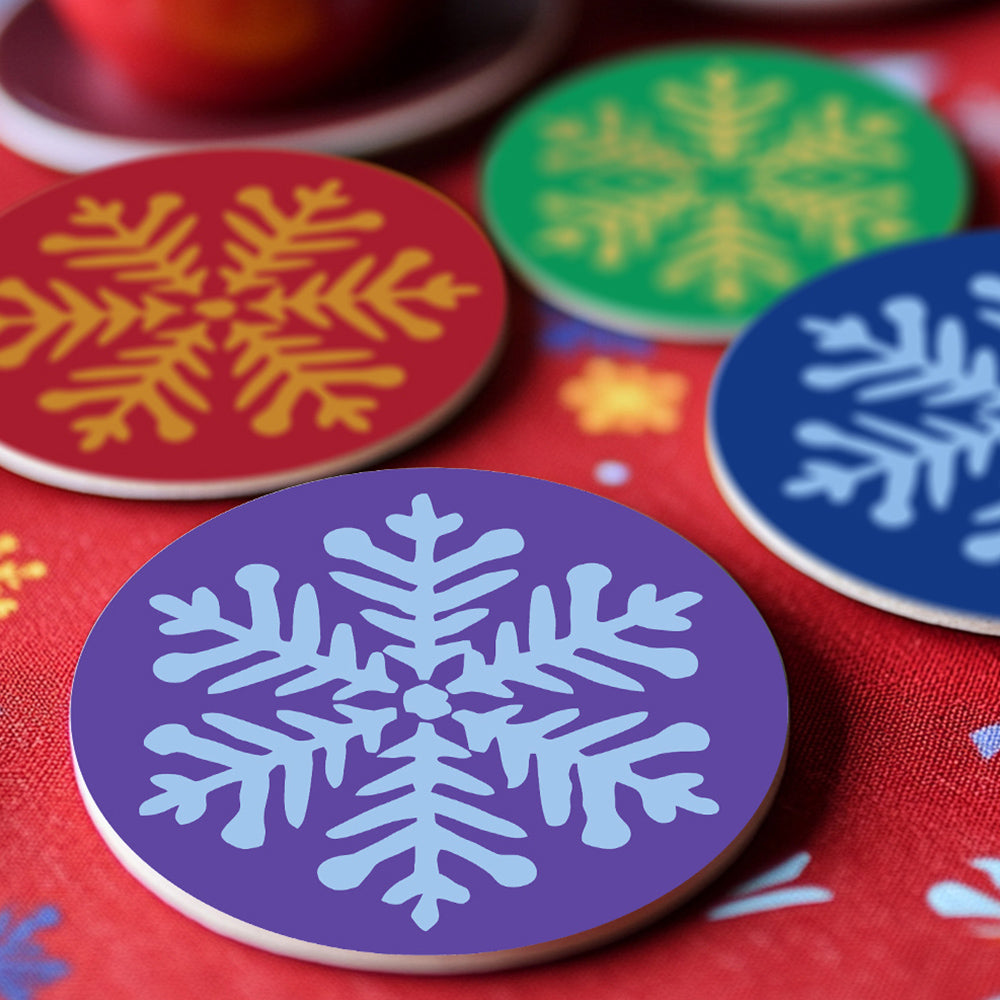 4 Stück Weihnachts-Schneeflocken Untersetzer Malen nach Zahlen