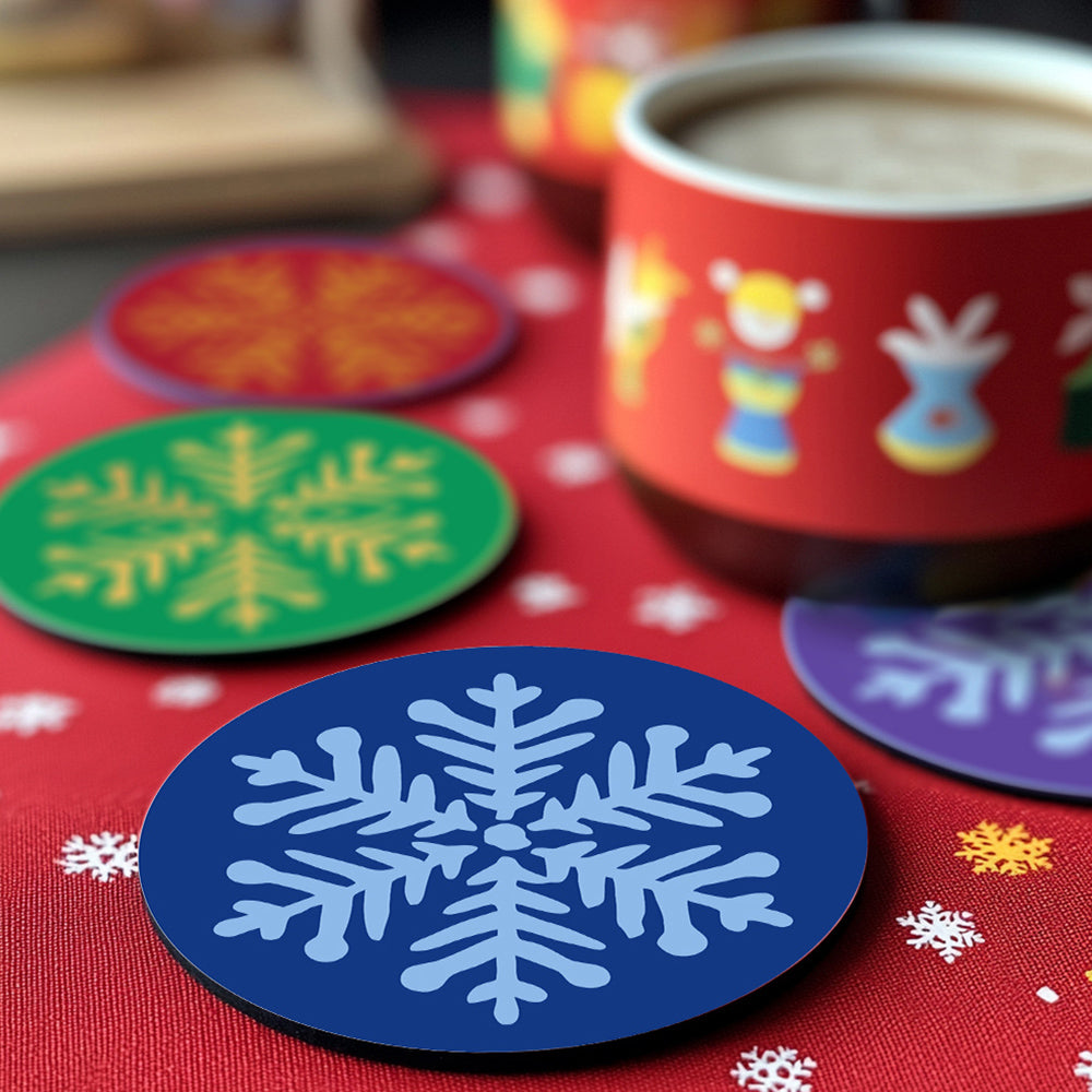 4 Stück Weihnachts-Schneeflocken Untersetzer Malen nach Zahlen