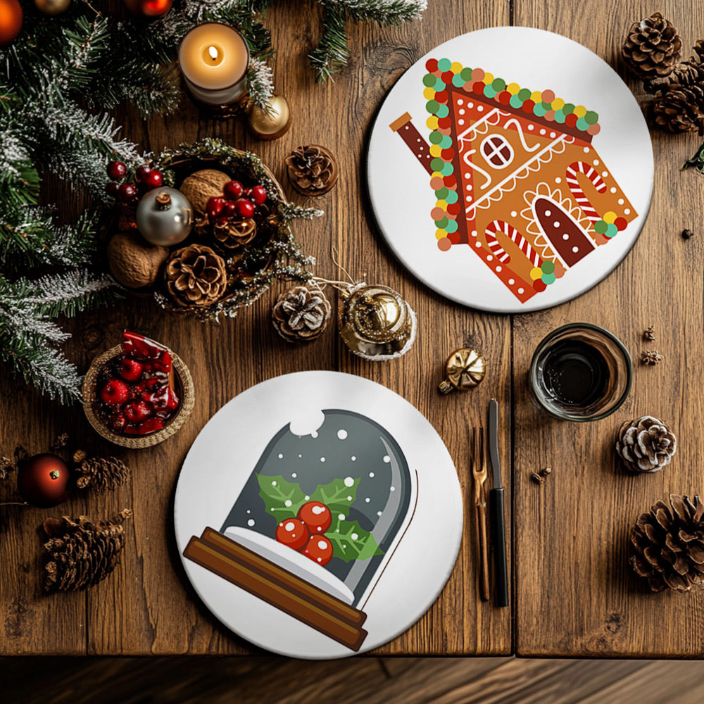 4 Stück Cartoon Weihnachtsburg Tischsets Malen nach Zahlen