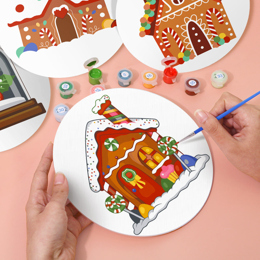 4 Stück Cartoon Weihnachtsburg Tischsets Malen nach Zahlen