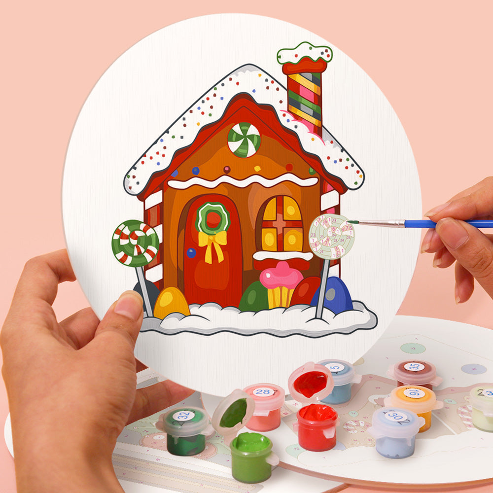 4 Stück Cartoon Weihnachtsburg Tischsets Malen nach Zahlen