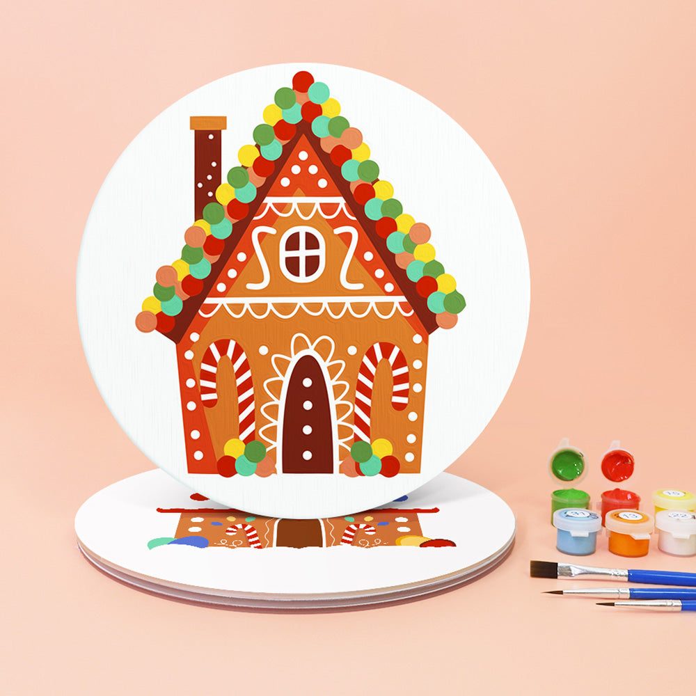 4 Stück Cartoon Weihnachtsburg Tischsets Malen nach Zahlen