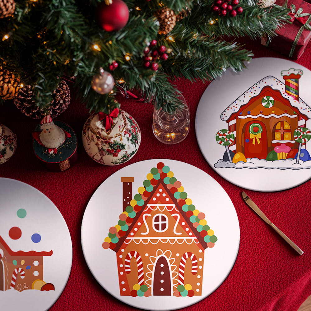4 Stück Cartoon Weihnachtsburg Tischsets Malen nach Zahlen