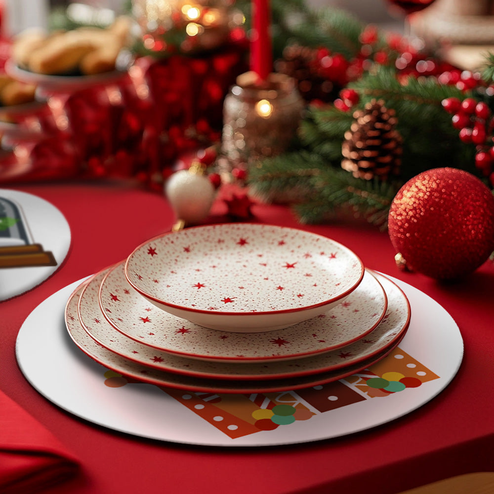 4 Stück Cartoon Weihnachtsburg Tischsets Malen nach Zahlen