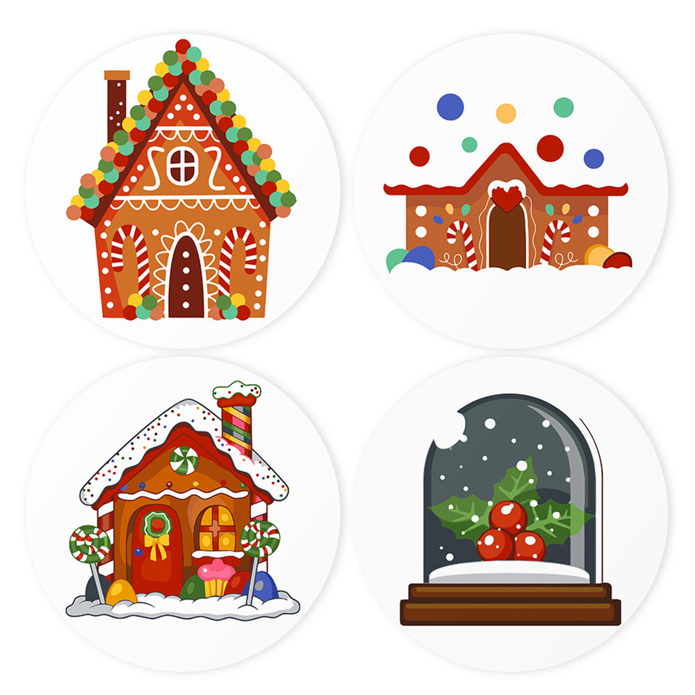 4 Stück Cartoon Weihnachtsburg Tischsets Malen nach Zahlen