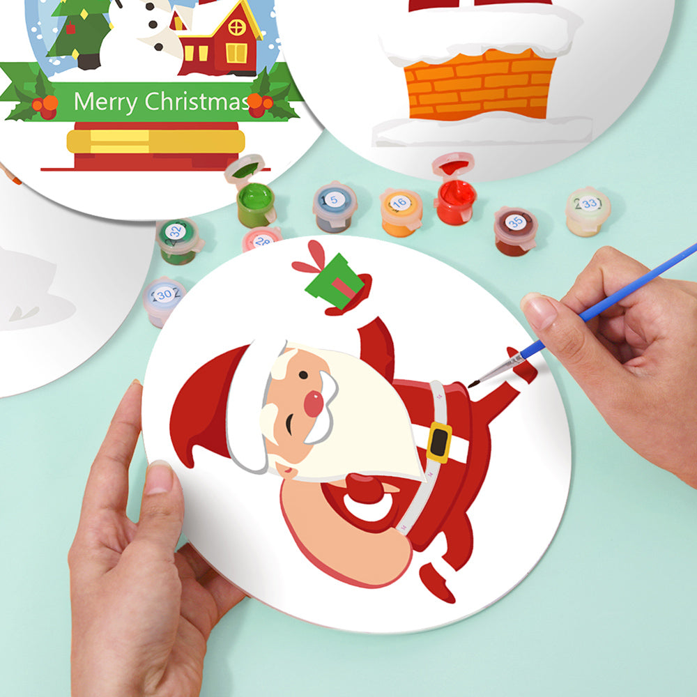 4 Stück Fröhliche Weihnachtsmann Tischsets Malen nach Zahlen
