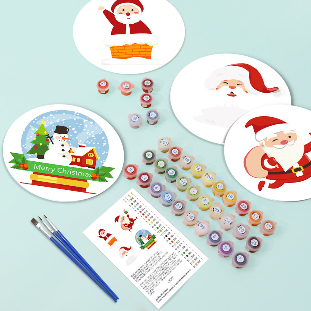 4 Stück Fröhliche Weihnachtsmann Tischsets Malen nach Zahlen