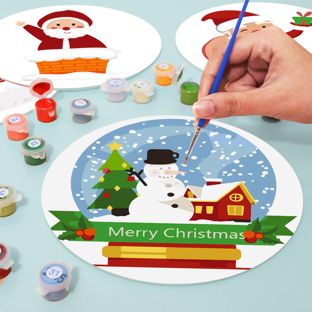 4 Stück Fröhliche Weihnachtsmann Tischsets Malen nach Zahlen