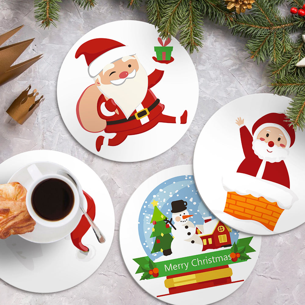 4 Stück Fröhliche Weihnachtsmann Tischsets Malen nach Zahlen