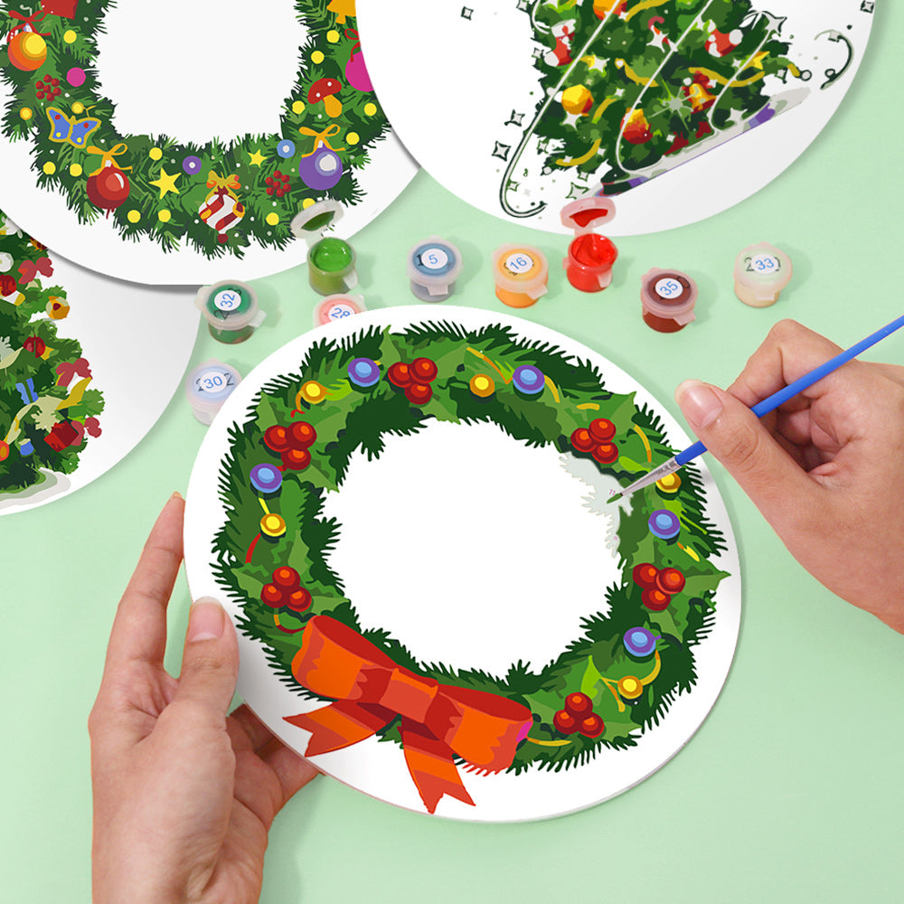 4 Stück Weihnachtsbaum- und Girlanden Tischsets Malen nach Zahlen