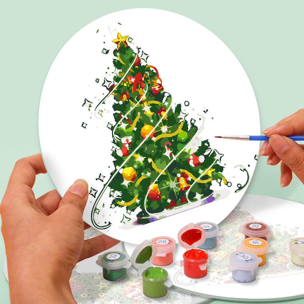 4 Stück Weihnachtsbaum- und Girlanden Tischsets Malen nach Zahlen