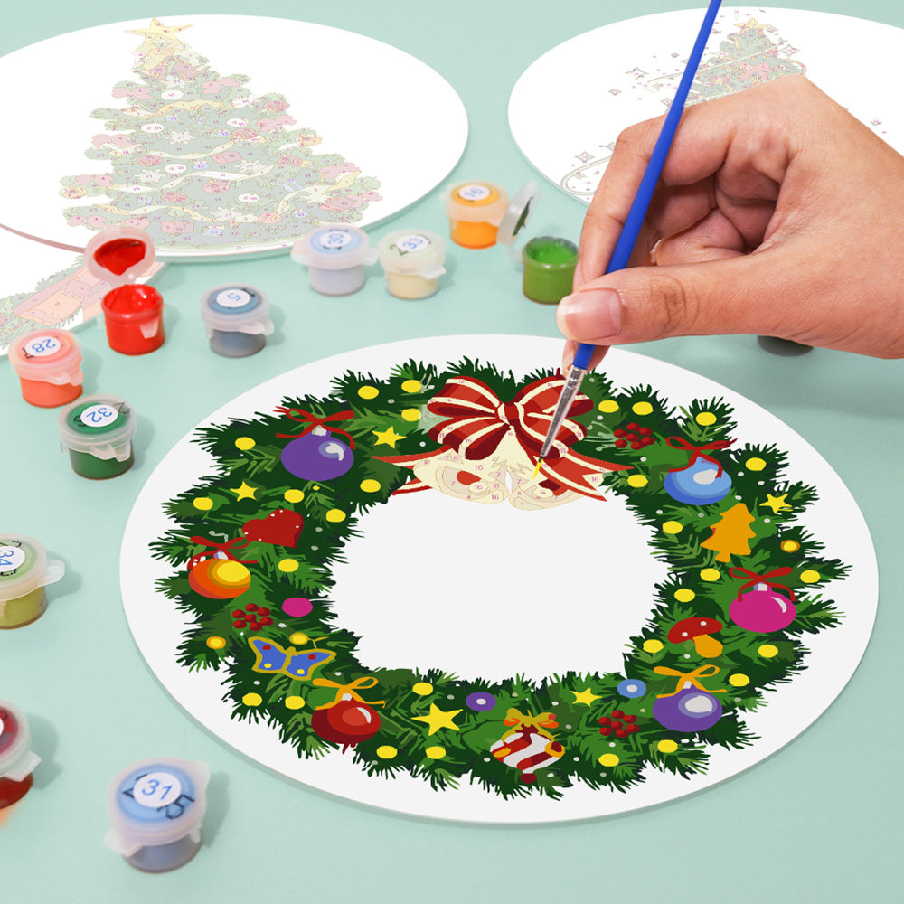 4 Stück Weihnachtsbaum- und Girlanden Tischsets Malen nach Zahlen