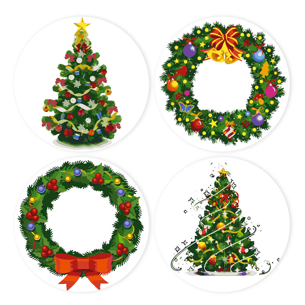 4 Stück Weihnachtsbaum- und Girlanden Tischsets Malen nach Zahlen