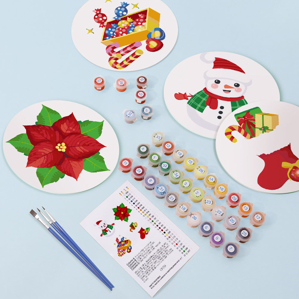 4 Stück Weihnachtsbonbons und Geschenk Tischsets Malen nach Zahlen
