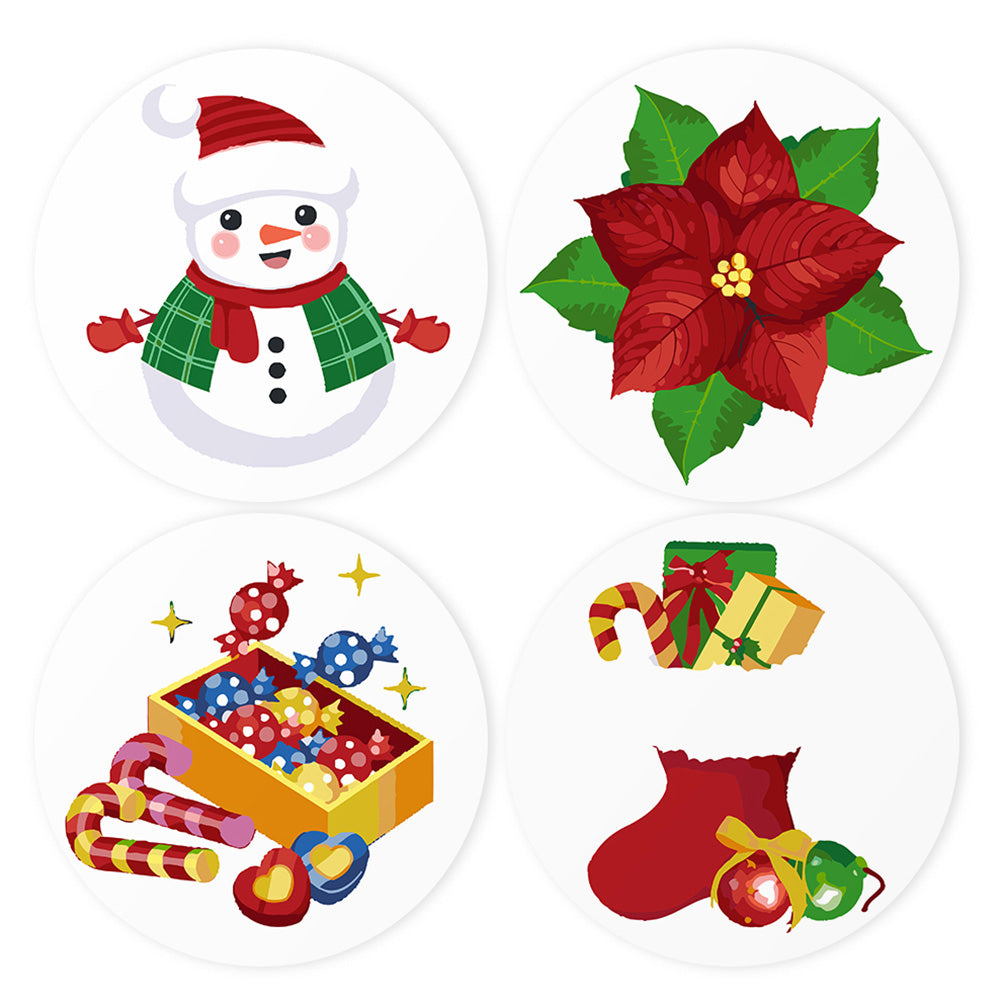 4 Stück Weihnachtsbonbons und Geschenk Tischsets Malen nach Zahlen