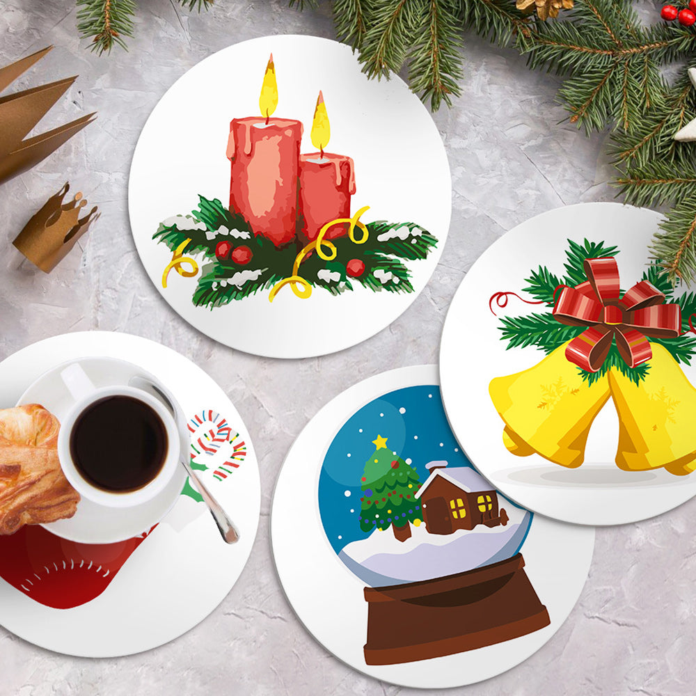 4 Stück Weihnachtsdekorationen Tischsets Malen nach Zahlen