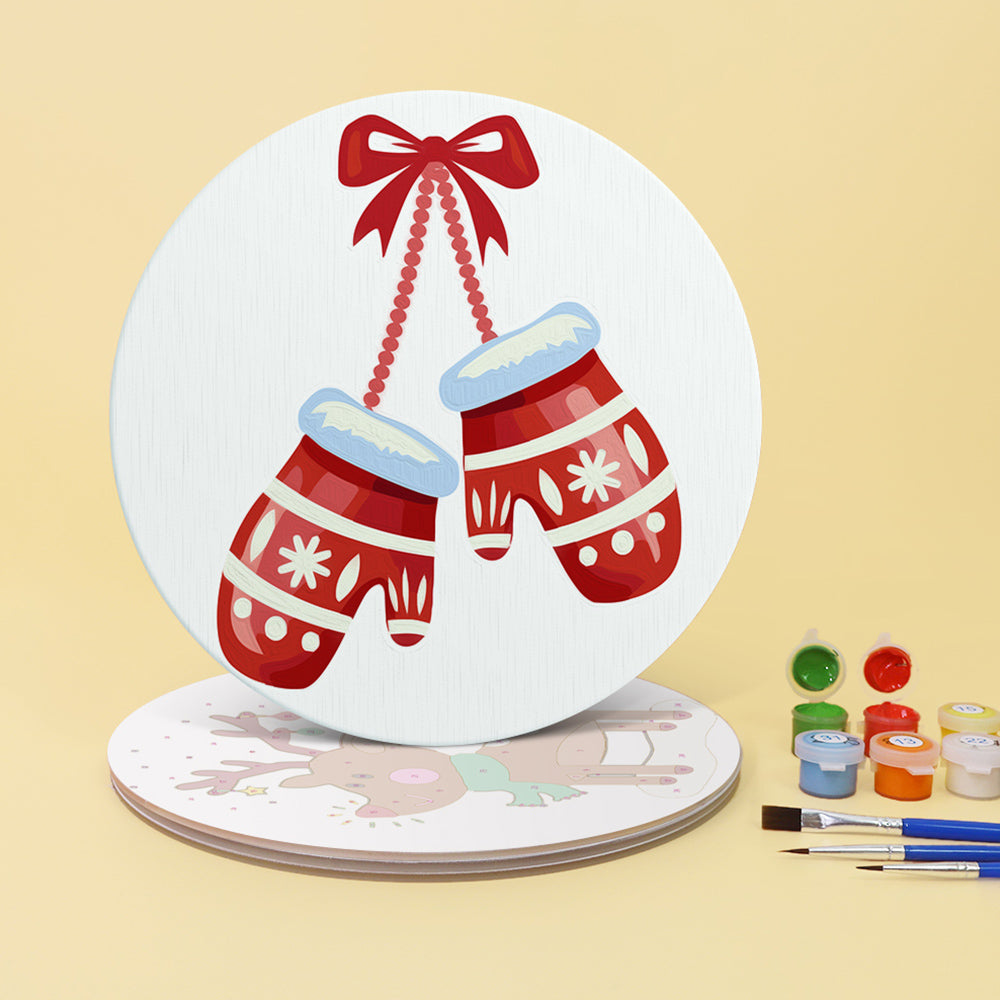 4 Stück Weihnachtshandschuhe und Glocken Tischsets Malen nach Zahlen