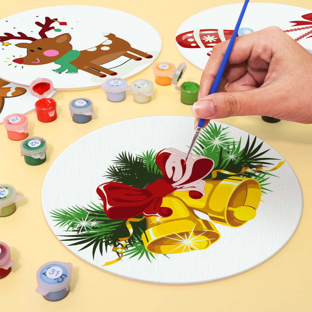 4 Stück Weihnachtshandschuhe und Glocken Tischsets Malen nach Zahlen