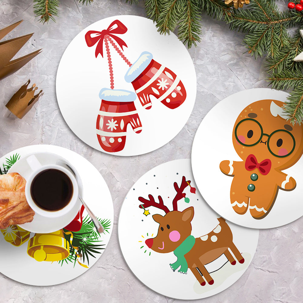 4 Stück Weihnachtshandschuhe und Glocken Tischsets Malen nach Zahlen