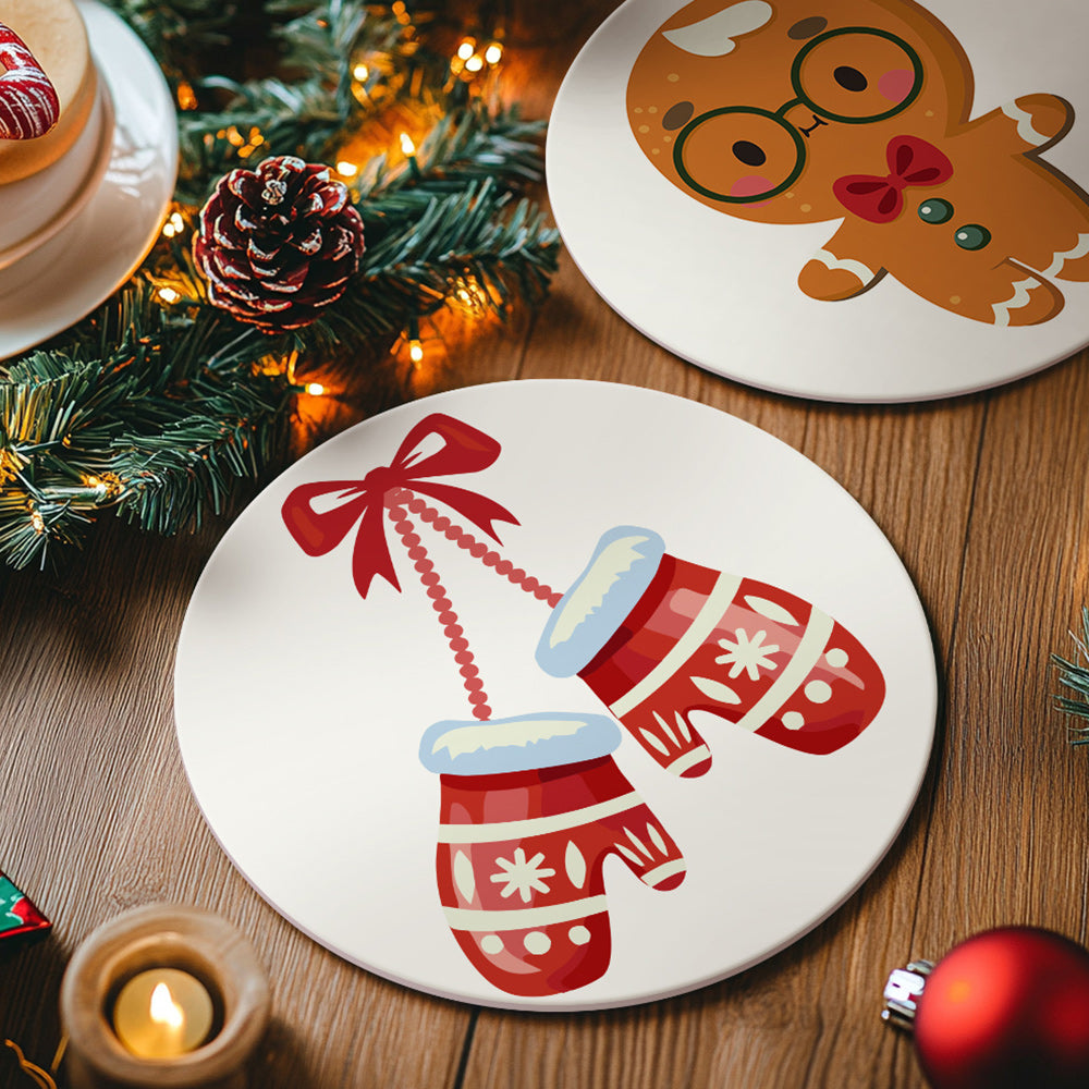 4 Stück Weihnachtshandschuhe und Glocken Tischsets Malen nach Zahlen