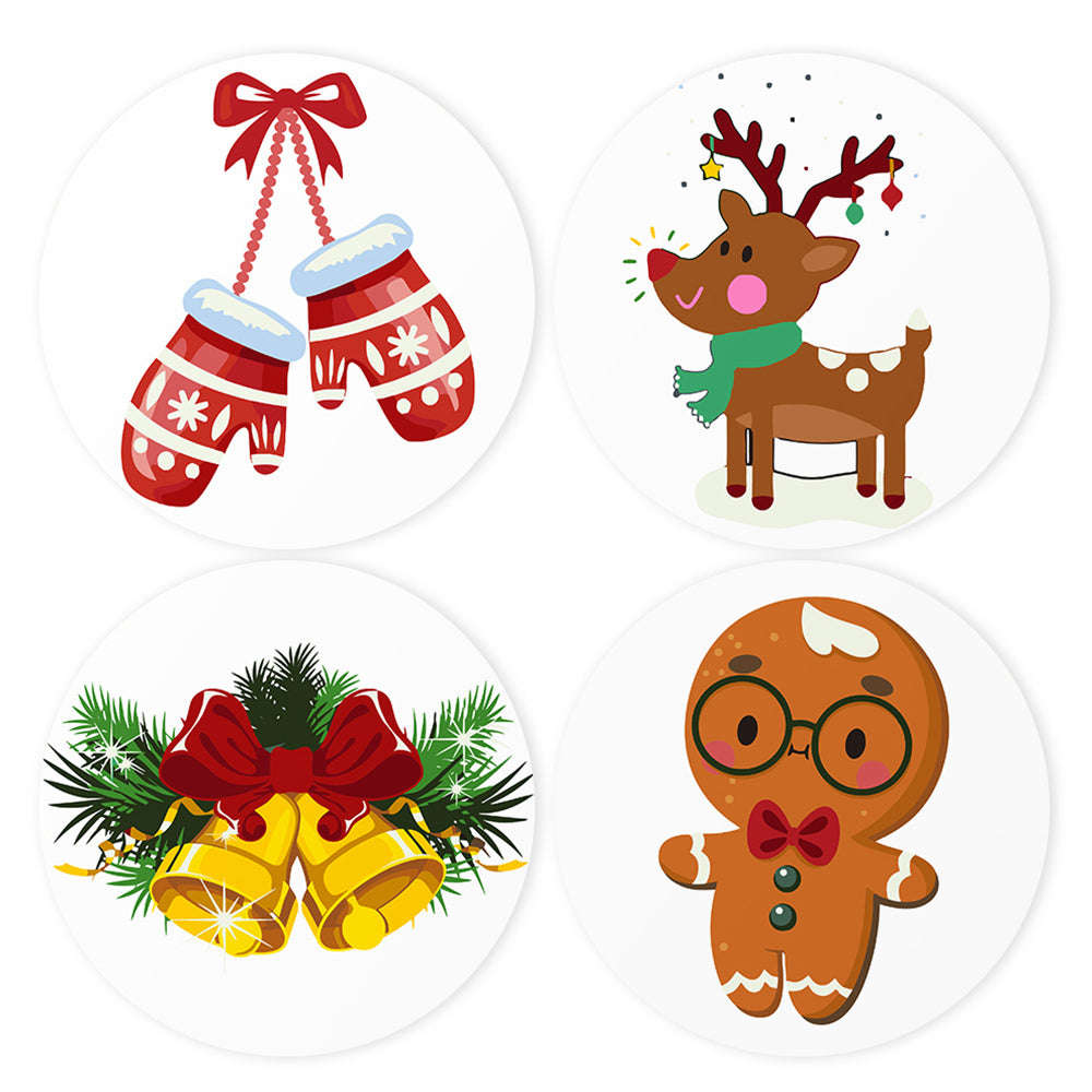 4 Stück Weihnachtshandschuhe und Glocken Tischsets Malen nach Zahlen